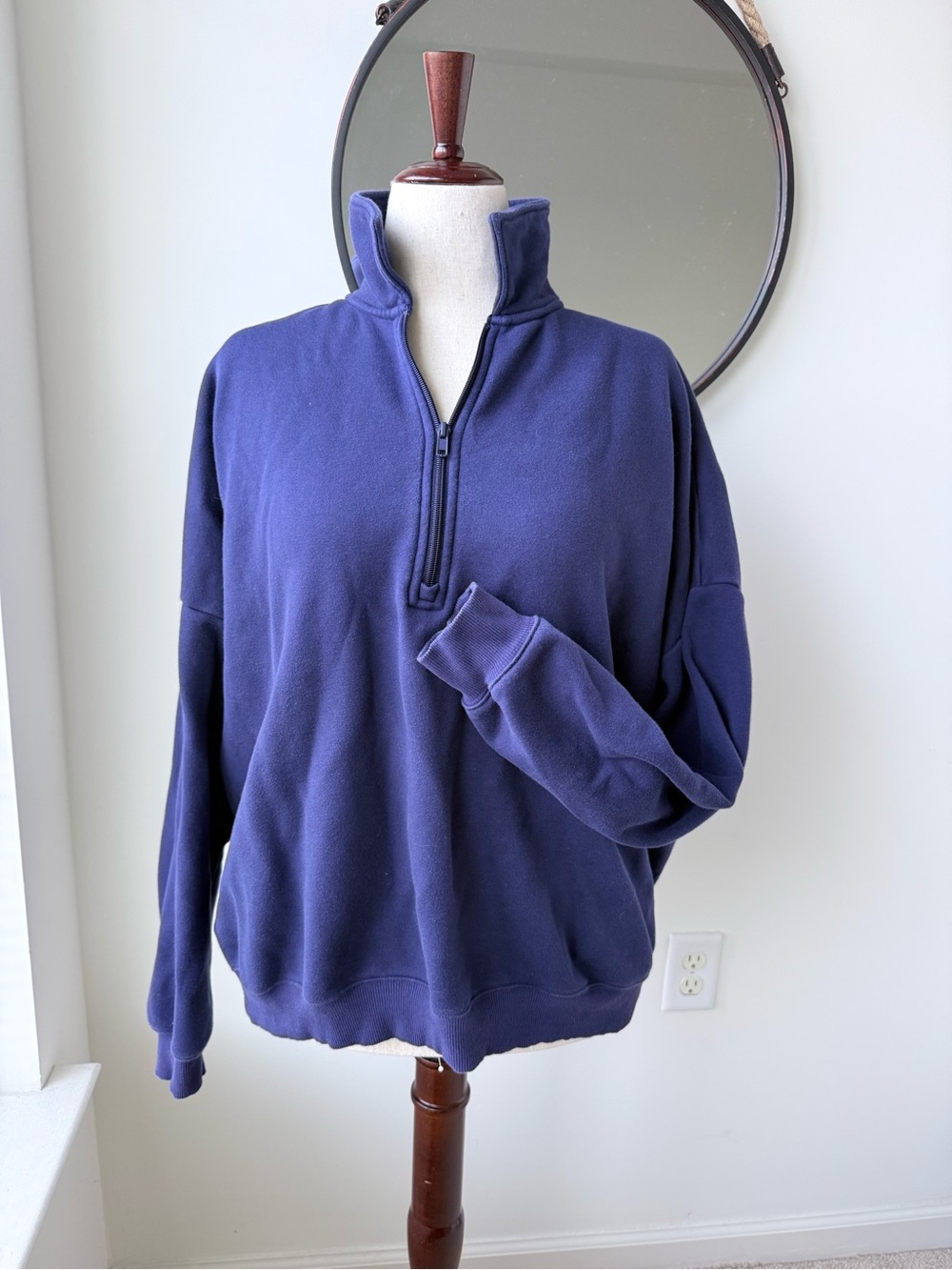 SKIMS Navy Half-Zip Collared Sweatshirt